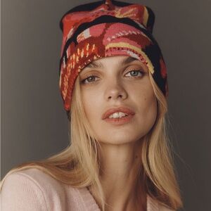 FARM Rio x Anthropologie Printed Beanie in Pink Floral NWT